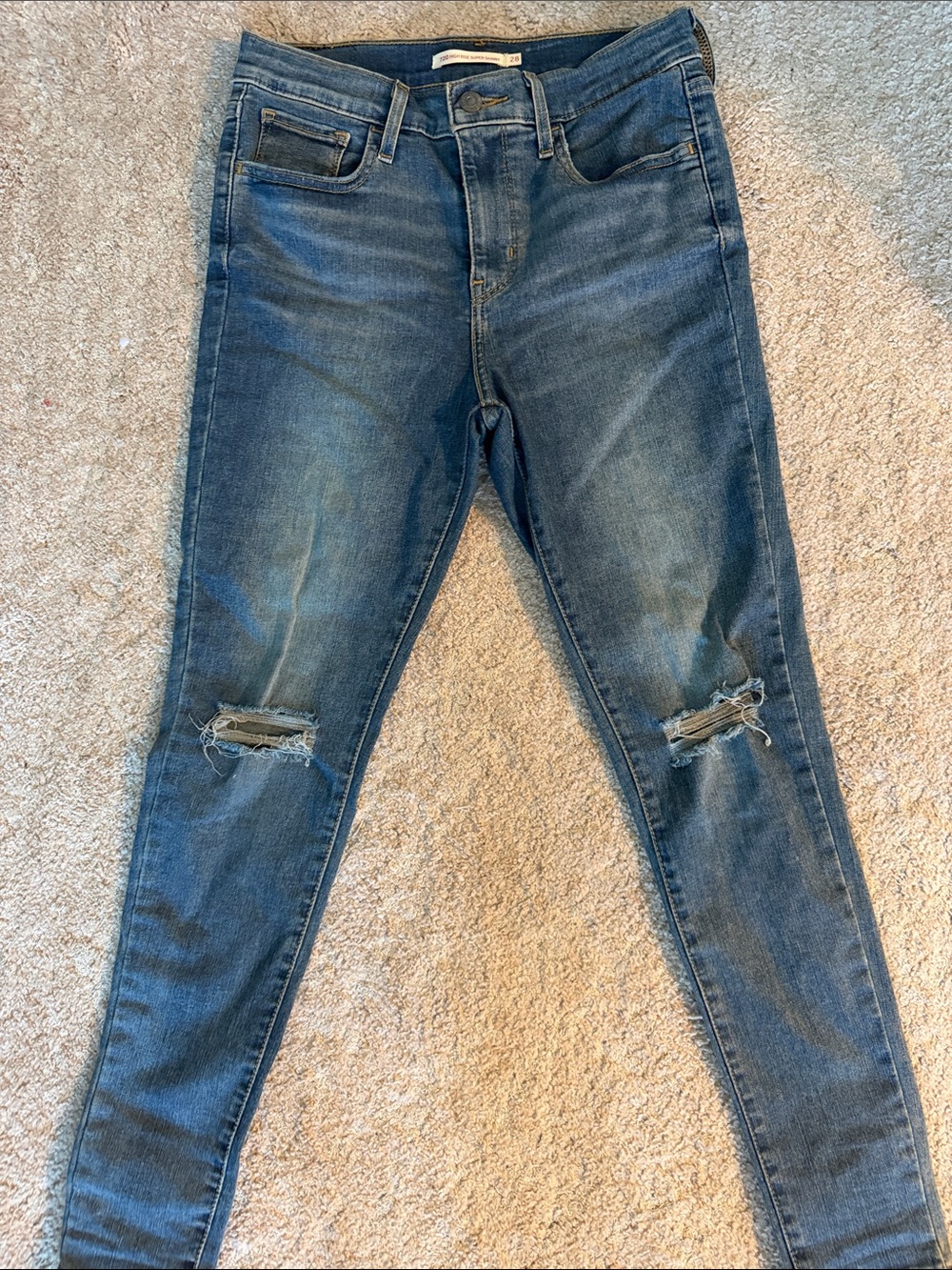 Levi's 720 High Rise Super Skinny Jeans with Knee Rips